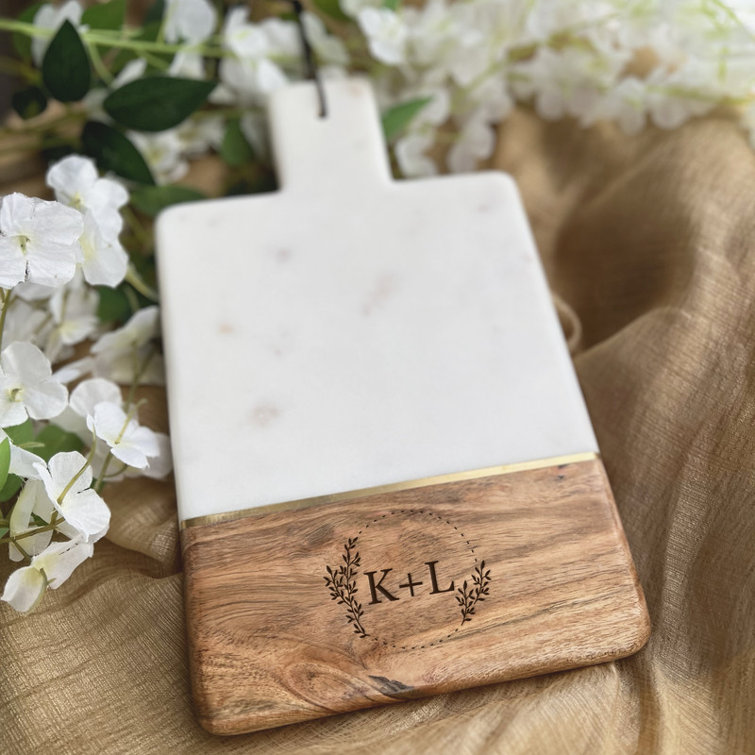 LuxeDesigns Handcrafted Personalized/Customizable Mango Wood & White